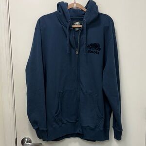 ROOTS NAVY FULL-ZIP HOODIE UNISEX WOMEN SIZE 2XL